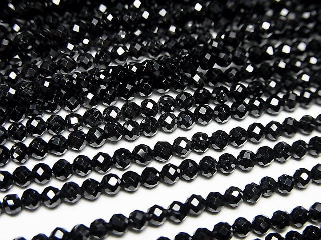 [Video] High Quality Black Spinel AAA Faceted Round 2mm 1strand beads (aprx.15inch / 37cm)