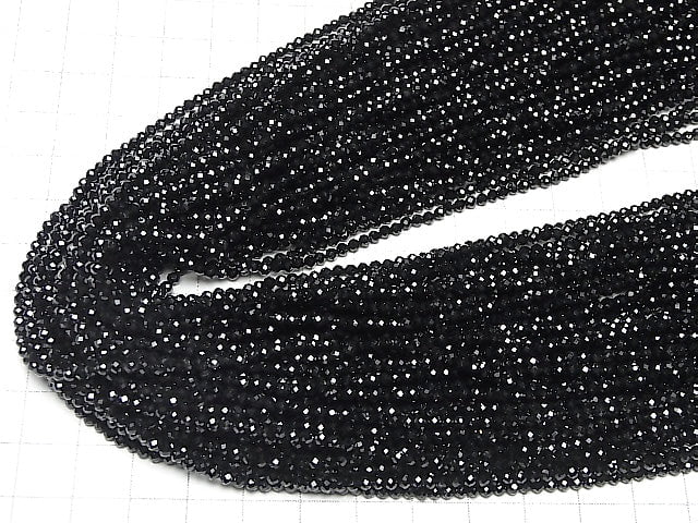 [Video] High Quality Black Spinel AAA Faceted Round 2mm 1strand beads (aprx.15inch / 37cm)