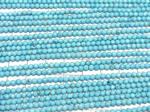 [Video]High Quality! Magnesite Turquoise Faceted Round 3mm 1strand beads (aprx.15inch/37cm)