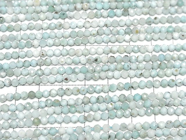[Video]High Quality! Larimar Pectolite AA Faceted Round 3mm half or 1strand beads (aprx.15inch/36cm)