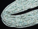 [Video]High Quality! Larimar Pectolite AA Faceted Round 3mm half or 1strand beads (aprx.15inch/36cm)