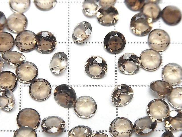 [Video]High Quality Smoky Quartz AAA Loose stone Round Faceted 5x5mm 10pcs