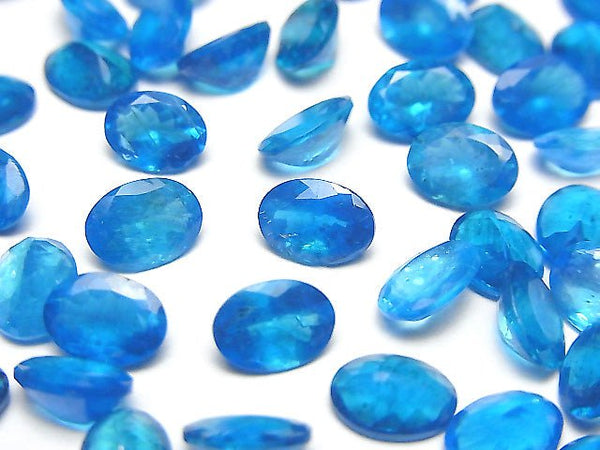 [Video] High Quality Neon Blue Apatite AAA Undrilled Oval Faceted 8x6mm 1pc