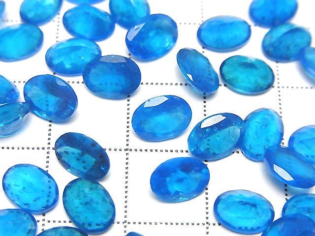 [Video] High Quality Neon Blue Apatite AAA Undrilled Oval Faceted 8x6mm 1pc