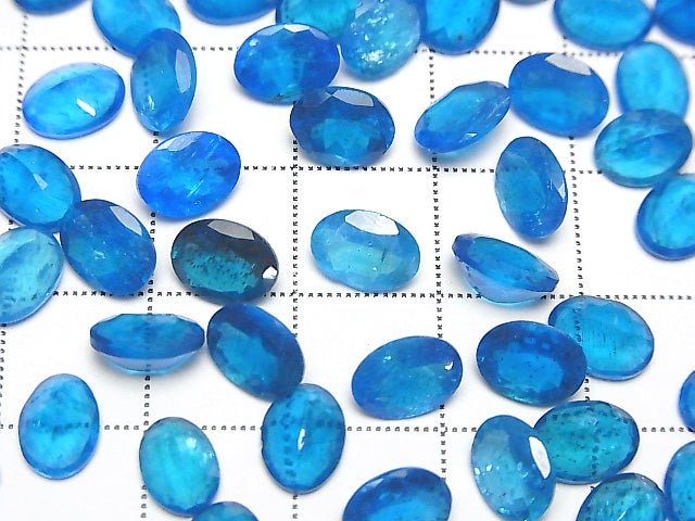 [Video] High Quality Neon Blue Apatite AAA Undrilled Oval Faceted 8x6mm 1pc