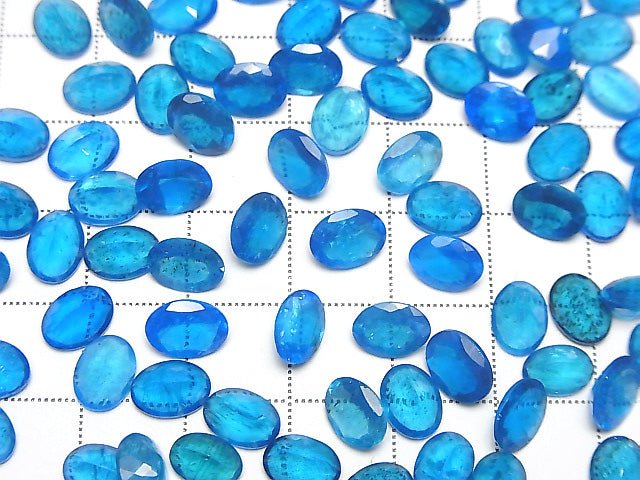 [Video] High Quality Neon Blue Apatite AAA Undrilled Oval Faceted 8x6mm 1pc