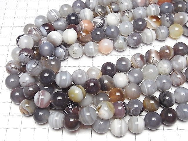 [Video] Botswana Agate  Round 12mm 1/4 or 1strand beads (aprx.15inch/37cm)