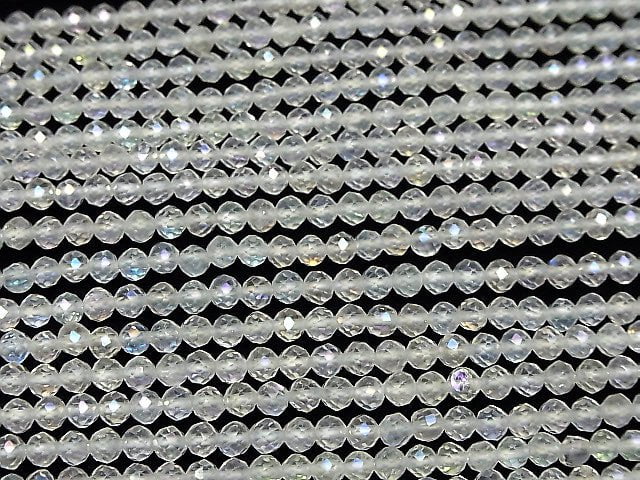 [Video] High Quality! Aqua Crystal Faceted Round 4.5mm 1strand beads (aprx.15inch / 37cm)