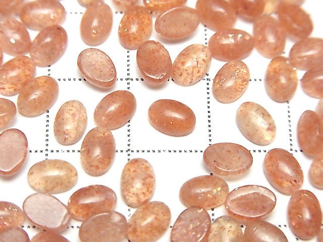 [Video]High Quality Sunstone AAA Oval Cabochon 6x4mm 5pcs