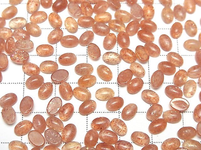 [Video]High Quality Sunstone AAA Oval Cabochon 6x4mm 5pcs