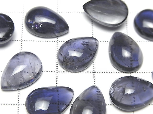 [Video]High Quality Iolite AAA- Pear shape Cabochon 14x10mm 2pcs