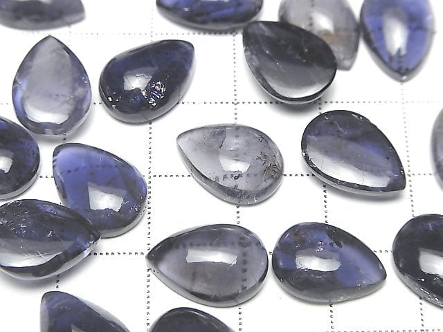 [Video]High Quality Iolite AAA- Pear shape Cabochon 14x10mm 2pcs