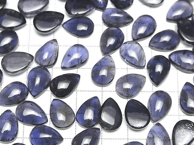 [Video]High Quality Iolite AAA- Pear shape Cabochon 14x10mm 2pcs