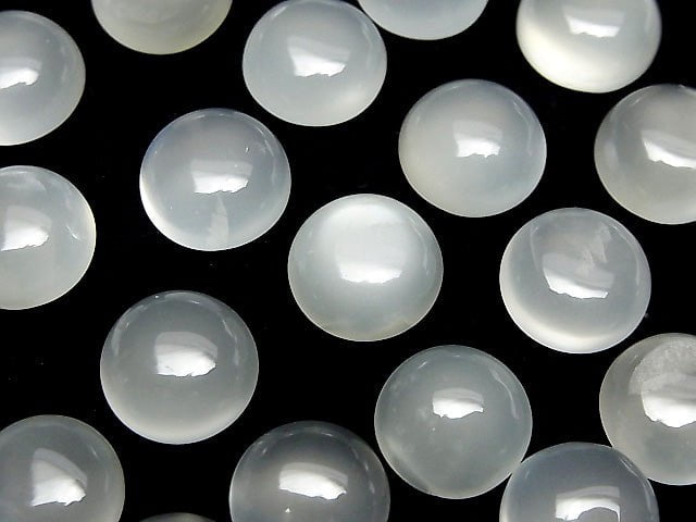 [Video] White Moonstone AAA Round Cabochon 12x12mm 2pcs