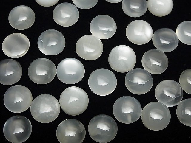 [Video] White Moonstone AAA Round Cabochon 12x12mm 2pcs