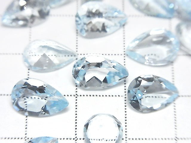 [Video]High Quality Sky Blue Topaz AAA- Loose stone Pear shape Faceted 12x8mm 2pcs