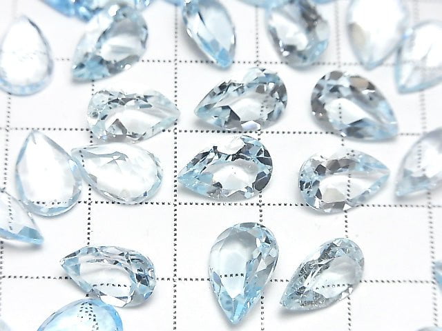 [Video]High Quality Sky Blue Topaz AAA- Loose stone Pear shape Faceted 12x8mm 2pcs
