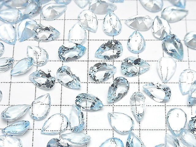 [Video]High Quality Sky Blue Topaz AAA- Loose stone Pear shape Faceted 12x8mm 2pcs