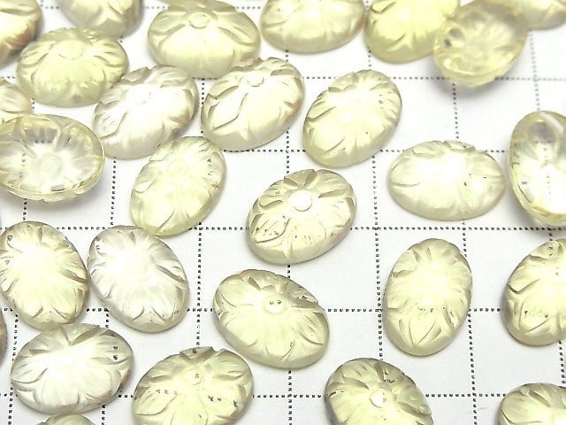[Video] High Quality Lemon Quartz AAA Carved Oval Cabochon 14x10mm 2pcs