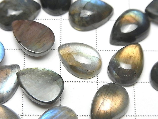 [Video] Labradorite AA++ Pear shape  Cabochon 14x10mm 3pcs