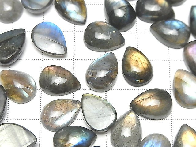 [Video] Labradorite AA++ Pear shape  Cabochon 14x10mm 3pcs