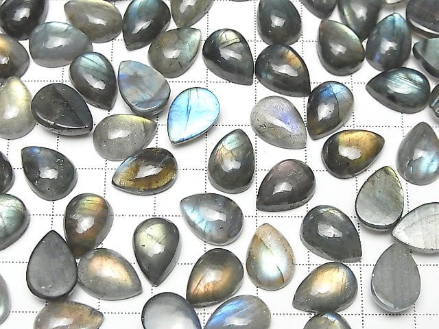 [Video] Labradorite AA++ Pear shape  Cabochon 14x10mm 3pcs