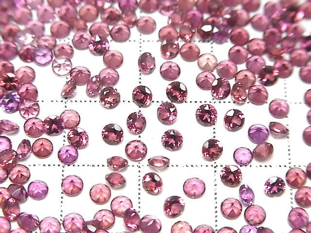 [Video] High Quality Rhodolite Garnet AAA Undrilled Round Faceted 3x3x2mm 10pcs