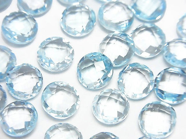 [Video]High Quality Sky Blue Topaz AAA Undrilled Faceted Coin 8 x 8 x 4 mm 2 pcs $11.79!