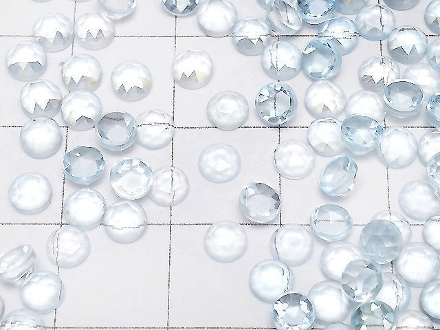 [Video] High Quality Sky Blue Topaz AAA Round Rose Cut 4x4mm 5pcs