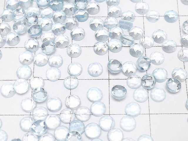 [Video] High Quality Sky Blue Topaz AAA Round Rose Cut 4x4mm 5pcs