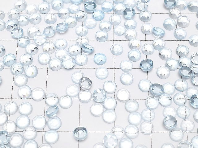 [Video] High Quality Sky Blue Topaz AAA Round Rose Cut 4x4mm 5pcs