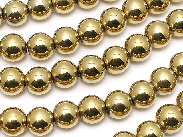 Hematite Round 6mm Gold coating 1strand beads (aprx.15inch / 38cm)