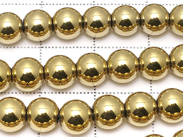 Hematite Round 6mm Gold coating 1strand beads (aprx.15inch / 38cm)