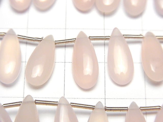 [Video] High Quality Pink Chalcedony AAA Pear shape (Smooth) 15x6mm half or 1strand beads (aprx.6inch / 14cm)