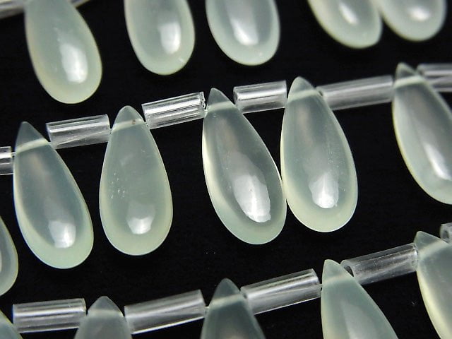 [Video] High Quality Light Green Color Chalcedony AAA Pear shape (Smooth) 15x6mm half or 1strand beads (aprx.6inch / 14cm)