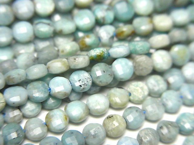 [Video] High Quality! Blue Opal Faceted Coin 4x4x2mm 1strand beads (aprx.15inch / 37cm)