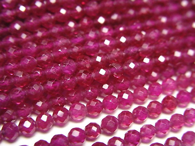 [Video] High Quality! Labo Grown Ruby AAA Faceted Round 3mm 1strand beads (aprx.15inch / 38cm)