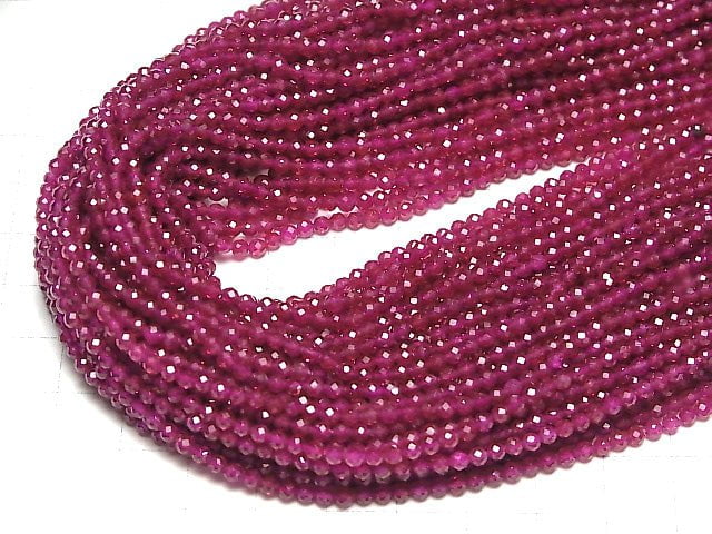 [Video] High Quality! Labo Grown Ruby AAA Faceted Round 3mm 1strand beads (aprx.15inch / 38cm)