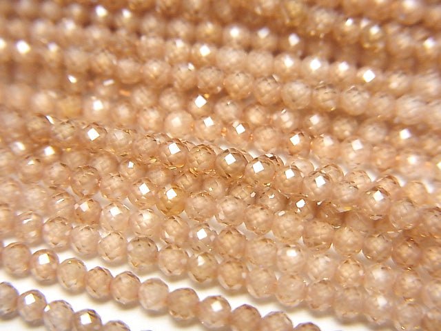 [Video] High Quality! Cubic Zirconia AAA Faceted Round 2mm [Champagne Color] 1strand beads (aprx.14inch / 35cm)