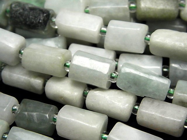 [Video] Burma Jadeite AA Rough Tube-Faceted Nugget 1strand beads (aprx.16inch/40cm)
