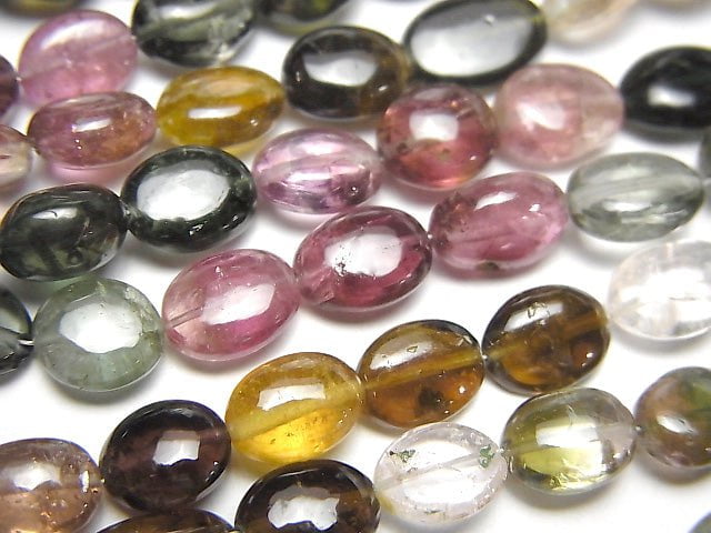 [Video] High Quality Tourmaline AAA- Oval half or 1strand beads (aprx.15inch / 38cm)
