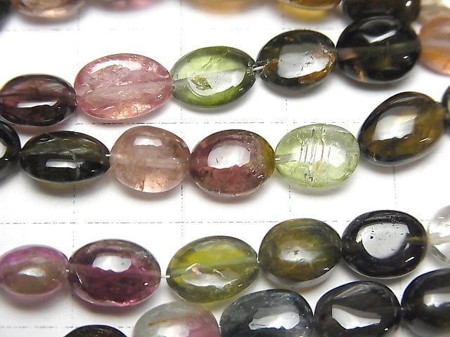 [Video] High Quality Tourmaline AAA- Oval half or 1strand beads (aprx.15inch / 38cm)