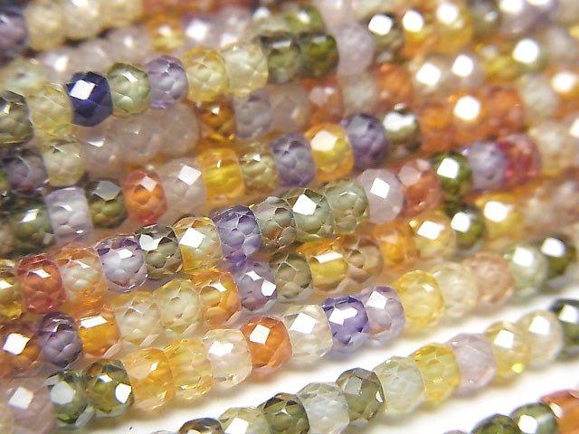 High Quality! 1strand $6.79! Multicolor, Cubic Zirconia AAA Faceted Button Roundel 3x3x2mm 1strand beads (aprx.15inch / 37cm)