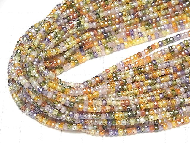 High Quality! 1strand $6.79! Multicolor, Cubic Zirconia AAA Faceted Button Roundel 3x3x2mm 1strand beads (aprx.15inch / 37cm)