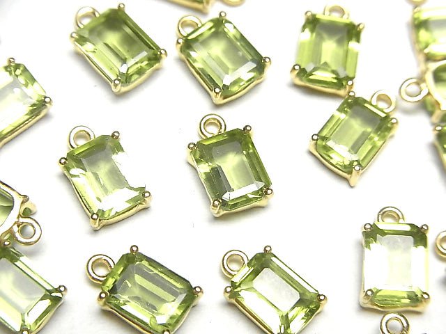 [Video]High Quality Peridot AAA Bezel Setting Rectangle Faceted 9x7mm 18KGP 1pc
