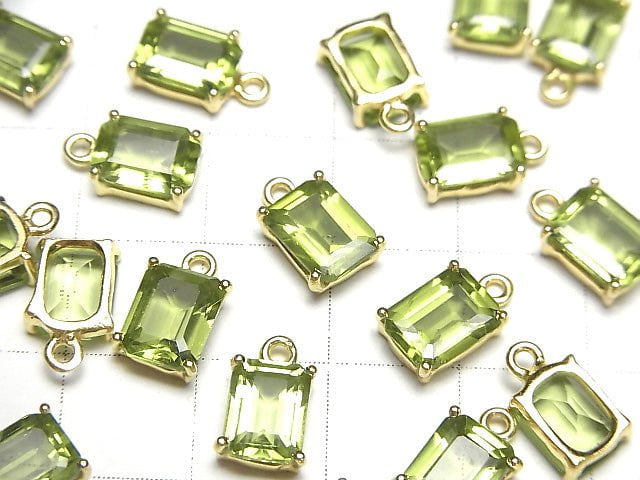 [Video]High Quality Peridot AAA Bezel Setting Rectangle Faceted 9x7mm 18KGP 1pc