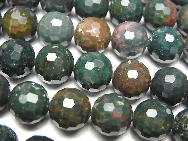 Bloodstone  128Faceted Round 10mm half or 1strand beads (aprx.15inch/37cm)
