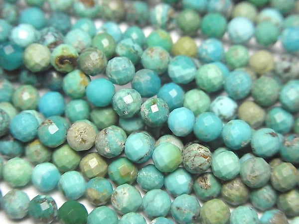 [Video]High Quality! Turquoise AA++ Faceted Round 4mm 1strand beads (aprx.15inch/36cm)