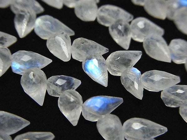 [Video]High Quality Rainbow Moonstone AA++ Flower Bud Faceted Briolette 1strand beads (aprx.5inch/13cm)