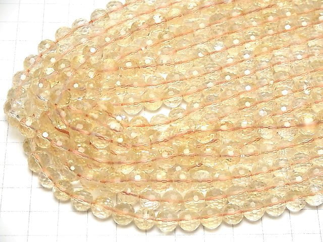 [Video] High Quality! Citrine AAA- 128Faceted Round 8mm half or 1strand beads (aprx.15inch / 36cm)